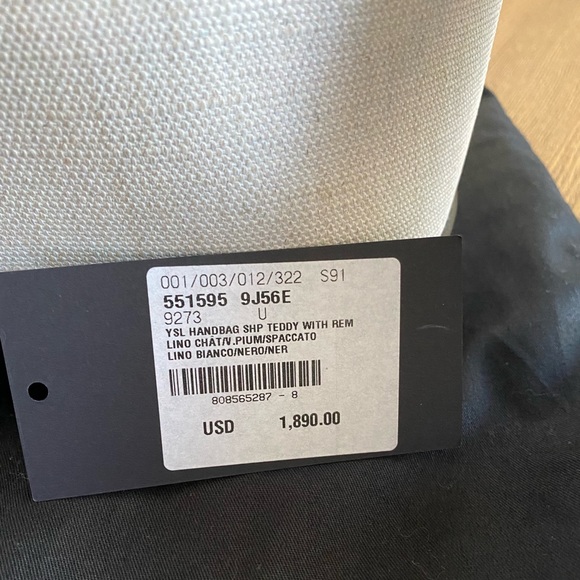 Saint Laurent Teddy White Coated Linen Drawstring Bucket Bag 551595 - Picture 4 of 6